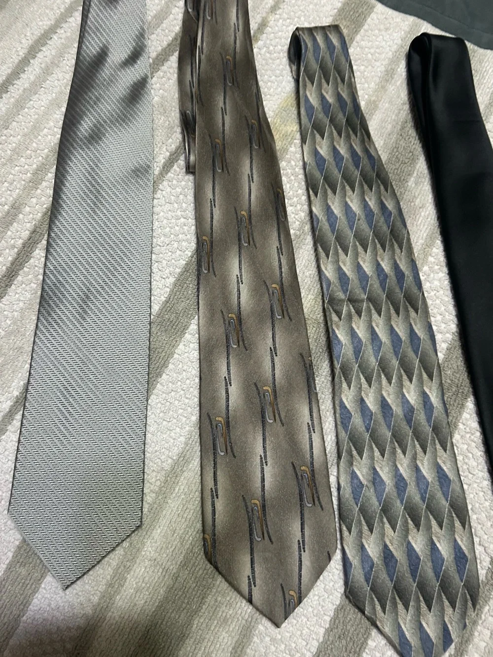 Lot of Six Ties - Gray, Silver, & Black